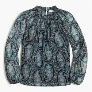 J.Crew Factory Paisley Printed smocked top, size L
